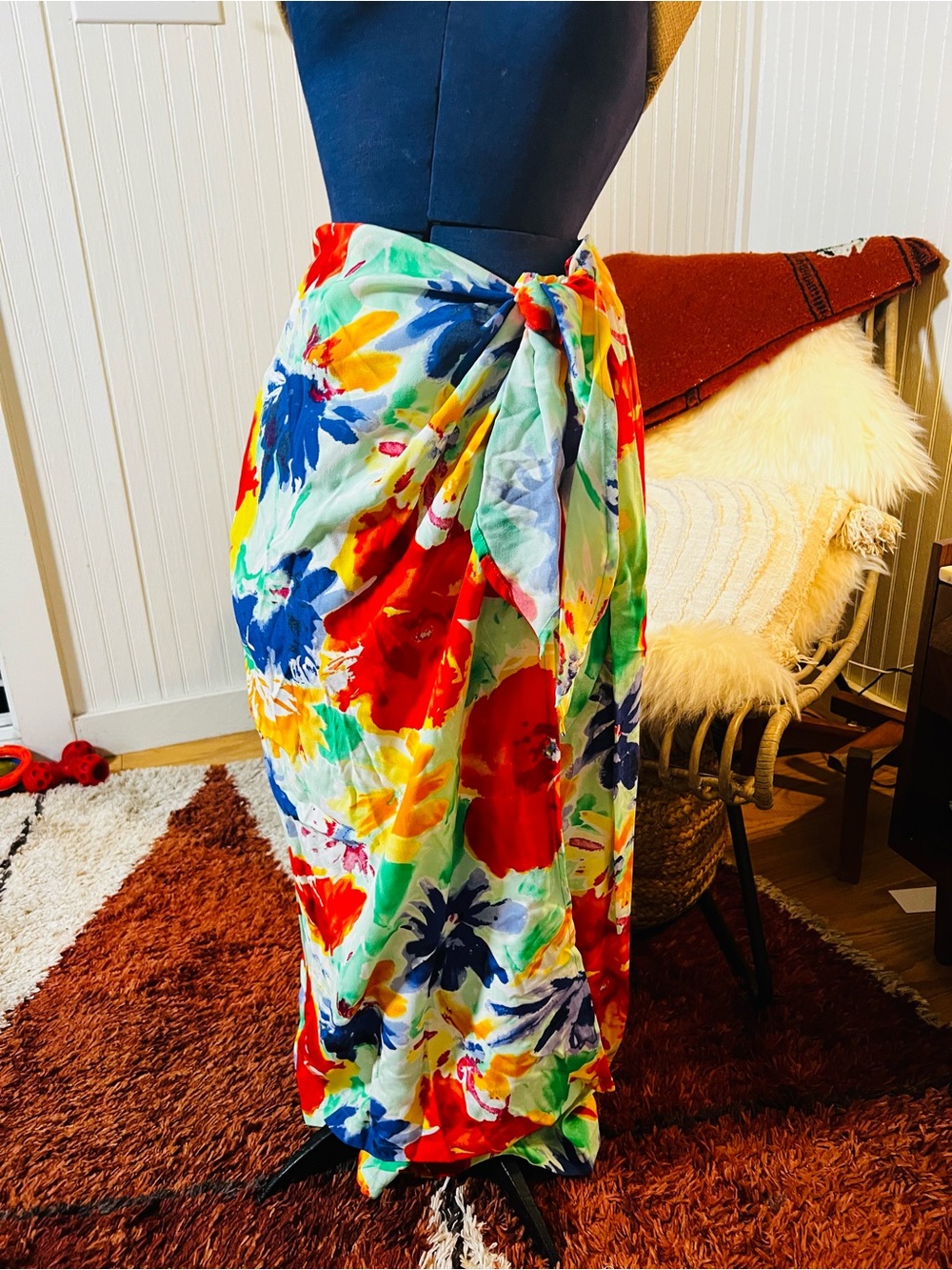 VTG Women’s Multicolor Floral Sarong Swim Cover-Up
